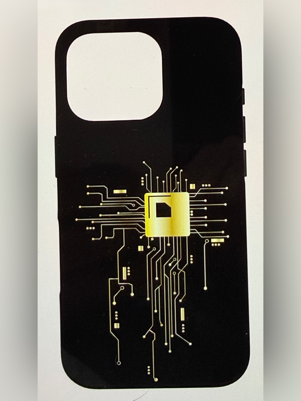Phone case for Iphone 17 Pro Black with gold circuit design - unbranded